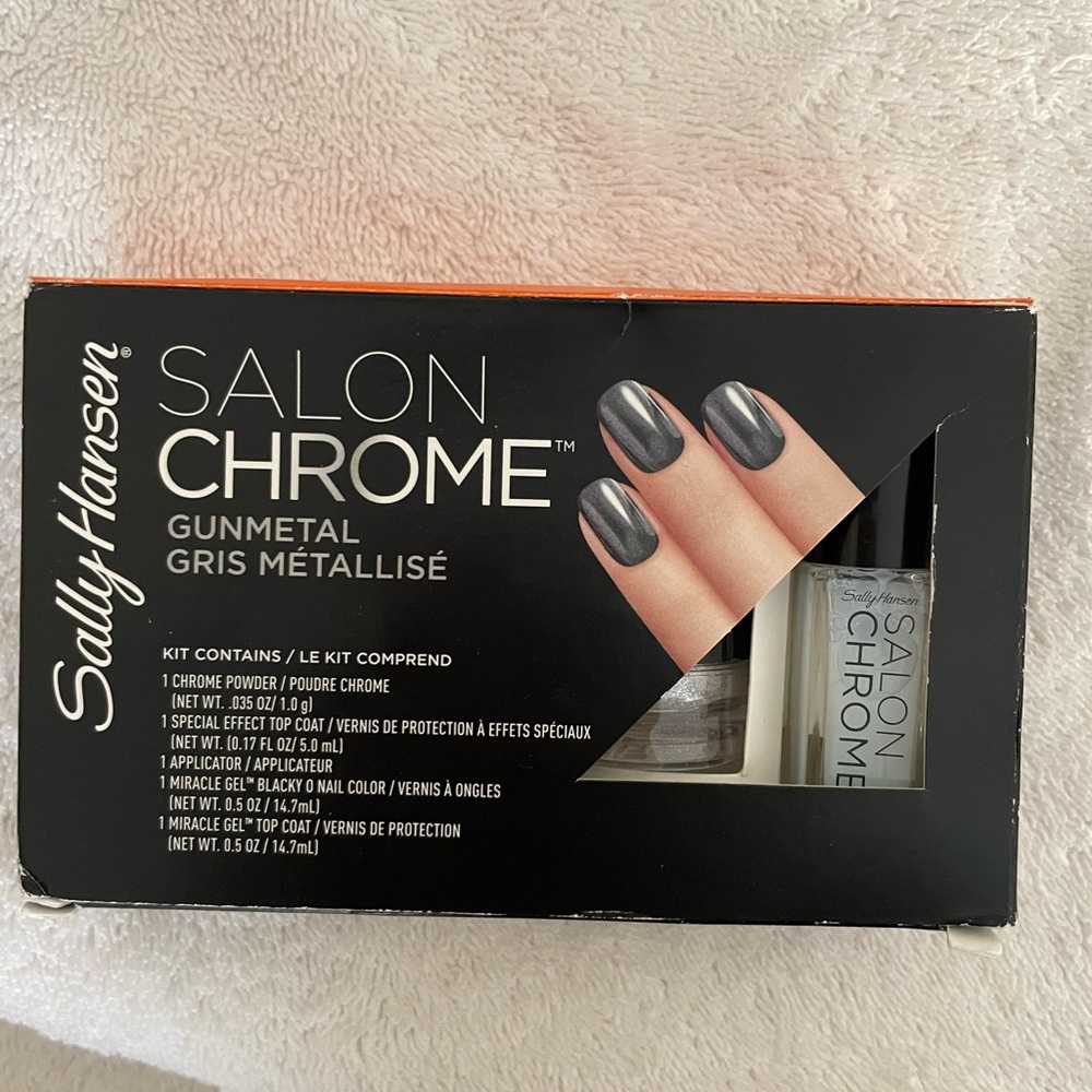 Sally Hansen Salon Chrome Kit of 5. Color Gunmetal. New.